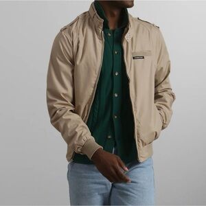 Members Only tan iconic Racer Bomber Jacket Coat Mens 42